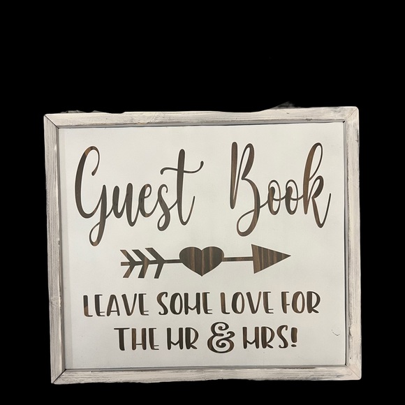 Guest book sign for wedding- handmade wood - used once - Picture 2 of 2